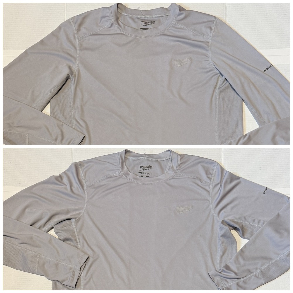 2 MILWAUKEE Workskin Shirts - Men's Gray Long Sleeve Polyester - XL - X-Large